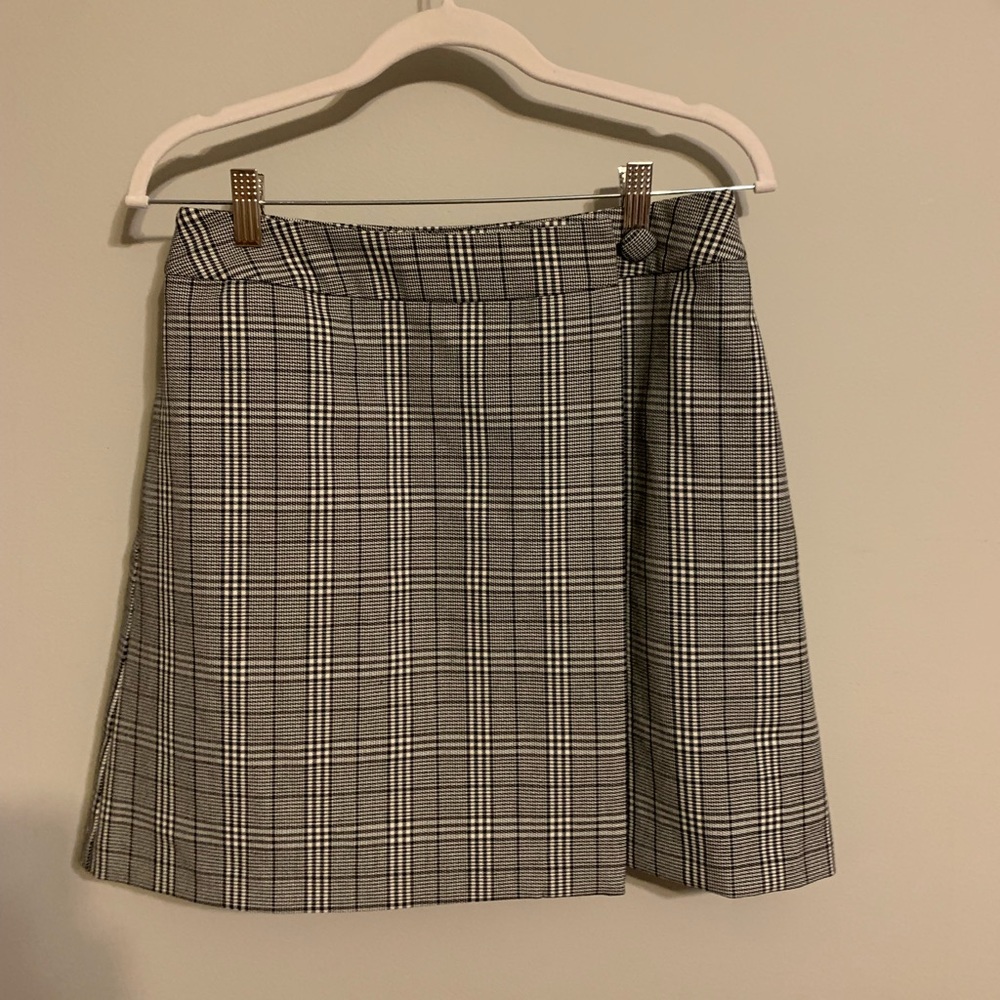 PLAID WRAP MINISKIRT
